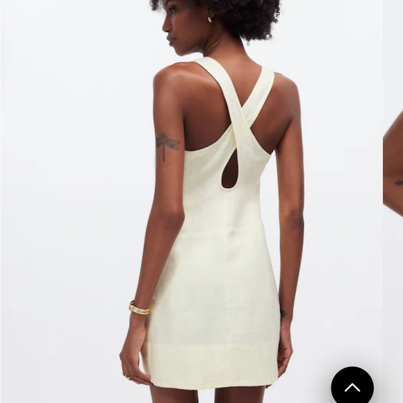 Madewell Cross-Back‎ A-Line Mini Linen Dress - Picture 3 of 13